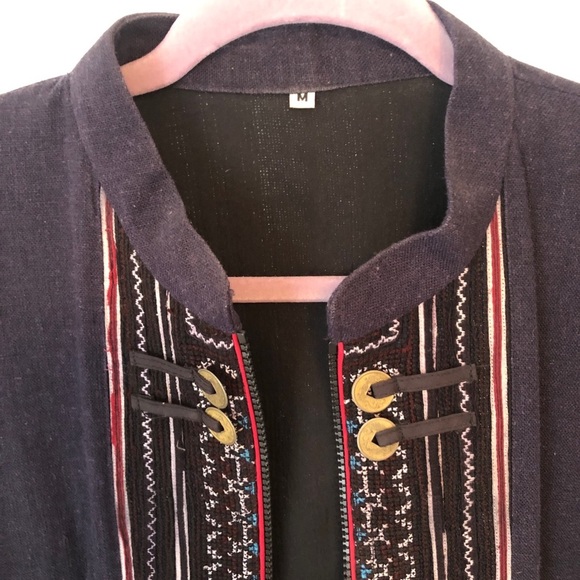 Authentic Thai Indigo tea coat with embroidery. Hmong tribe. Hand made. - Picture 5 of 16